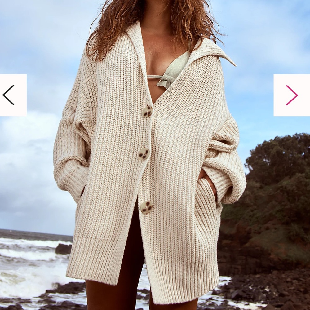 Free People Cream Cardigan Sweater